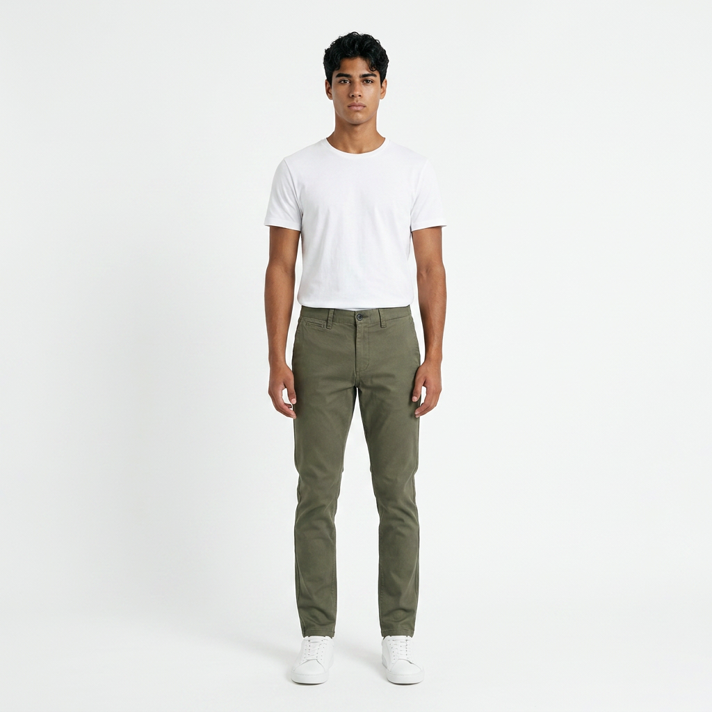Pantalon Chino Homme Vert Olive  Jack & Jones – Coupe Slim en Coton Éco-responsable