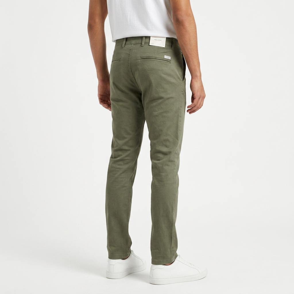 Pantalon Chino Homme Vert Olive  Jack & Jones – Coupe Slim en Coton Éco-responsable