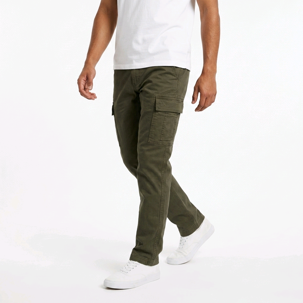 Pantalon Cargo Vert Olive Homme Jack & Jones – Coupe Droite en Coton
