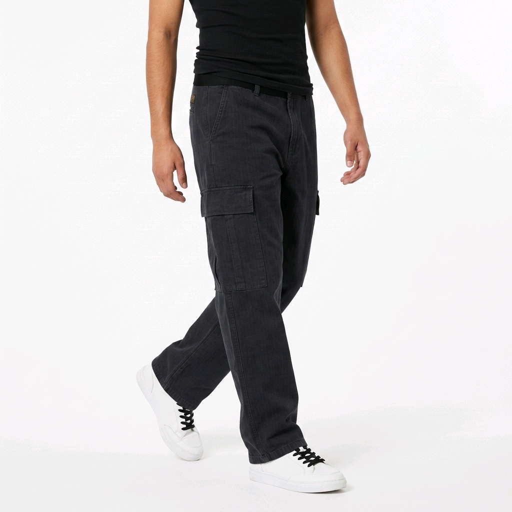 Pantalon Cargo/Baggy Jack & Jones Beige et Marine – Coupe Droite en Coton