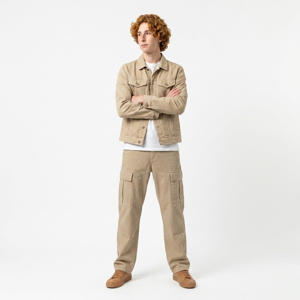 Pantalon Cargo/Baggy Jack & Jones Beige et Marine – Coupe Droite en Coton