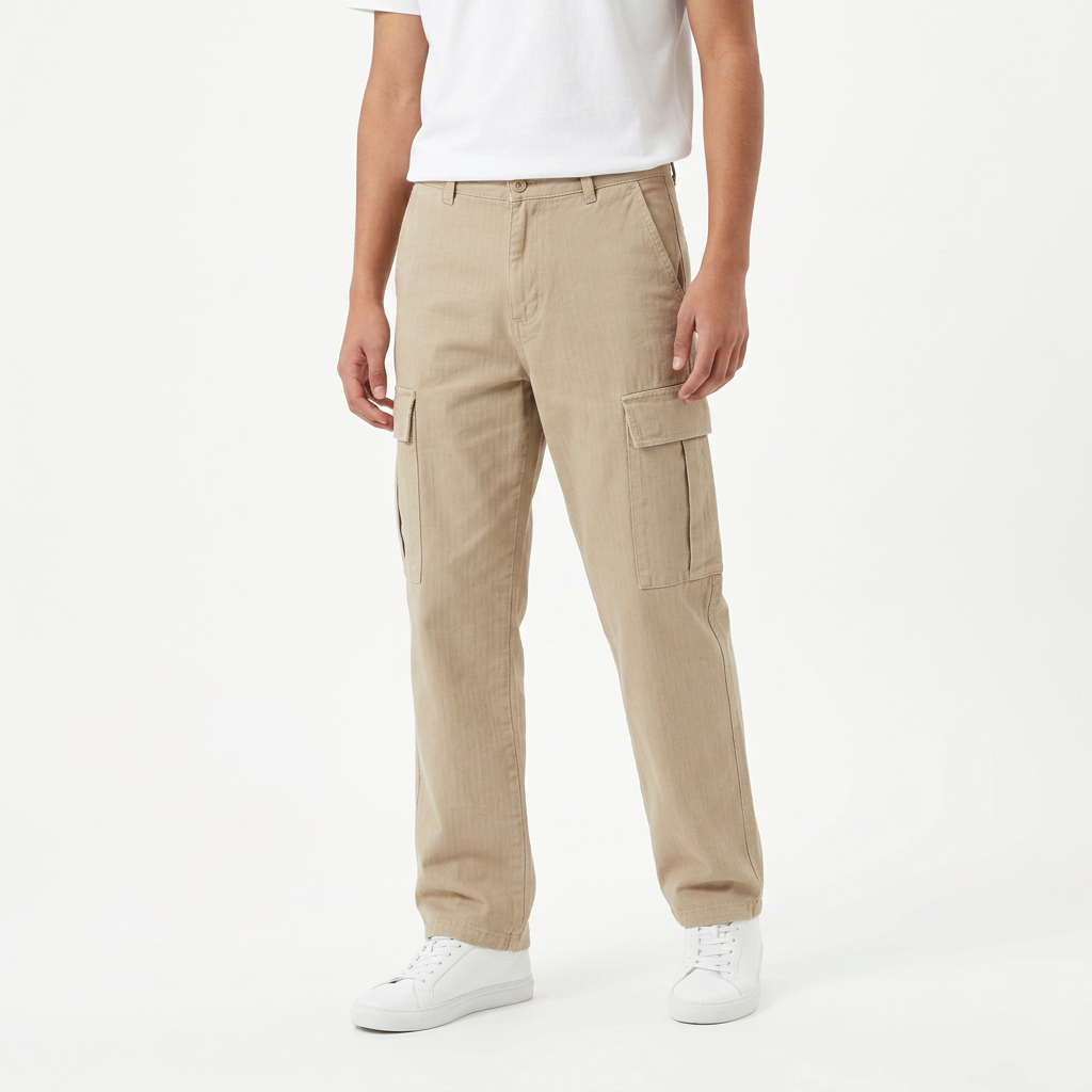 Pantalon Cargo/Baggy Jack & Jones Beige et Marine – Coupe Droite en Coton