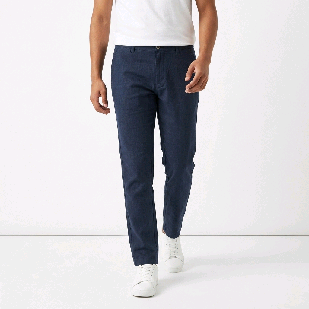 Pantalon Chino en Lin Homme Beige-Marine - Jack & Jones