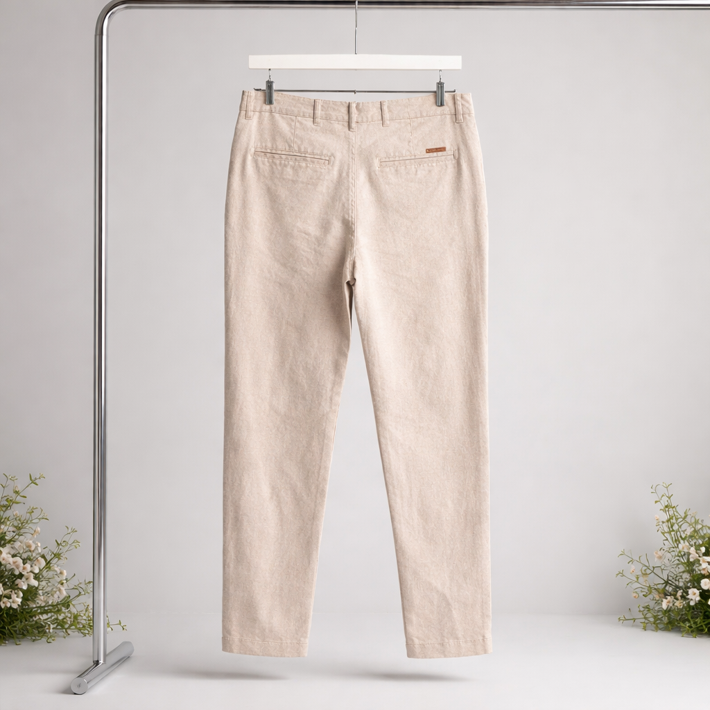 Pantalon Chino en Lin Homme Beige-Marine - Jack & Jones